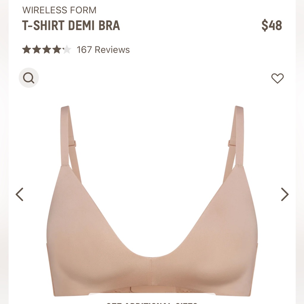 Skims Nwt Wireless Form T-Shirt Demi Bra
